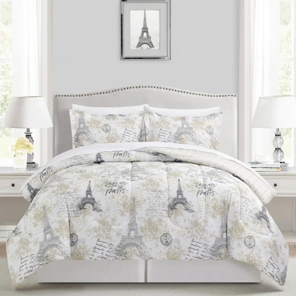 SUPER SALE ** BRAND NEW IN BAG ** Elegant Paris-Themed 8 PC Reversible Set